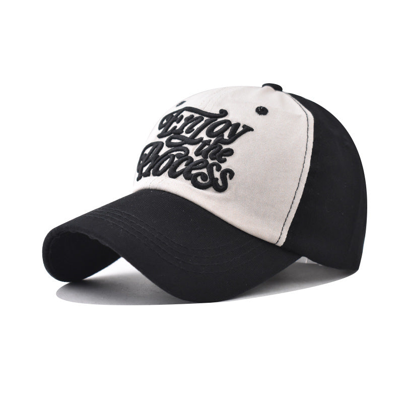 Wholesale Pure Cotton Washed Distressed Color Block Small Letter Baseball Cap