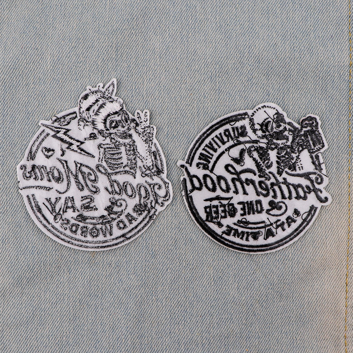 Wholesale 5pcs Horror Skull  Cartoon Embroidery Cloth Sticker Patch