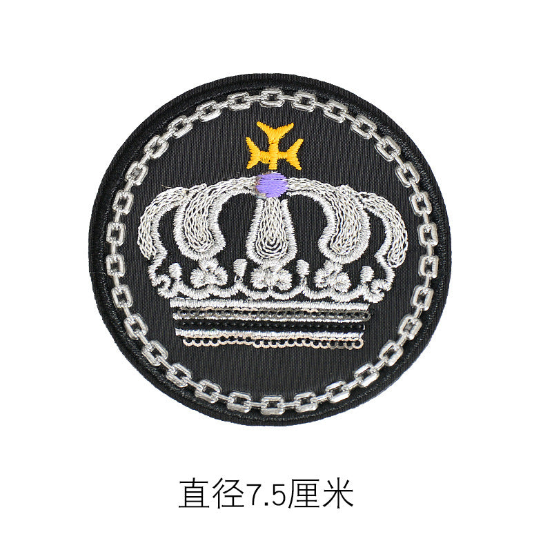 Wholesale Stylish Rayon Embroidered Round Lion Letter Patch For Coat Repair And Decoration