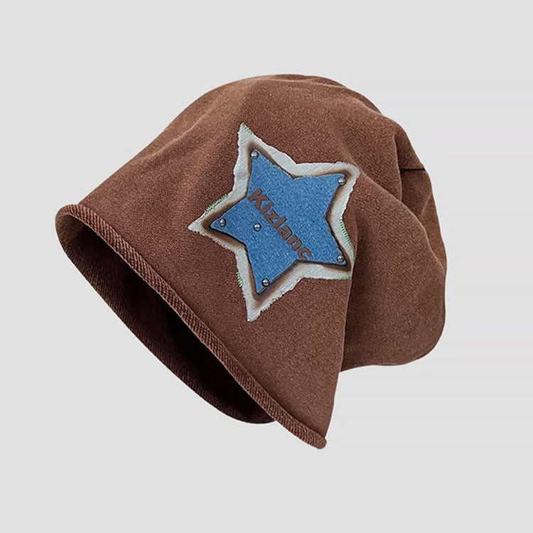 Wholesale Wasteland Style Star Print Pattern Rivet Distressed Pile Hat