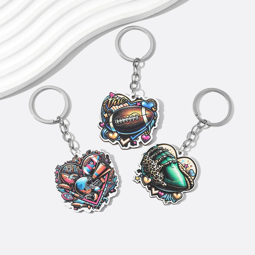 Wholesale Rugby Wooden Love Keychain