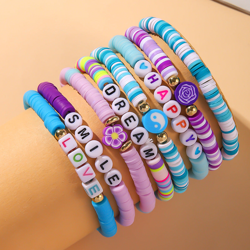 Wholesale Pink Rainbow Flower Sweet Valentine's Day Multi-strap Bracelet