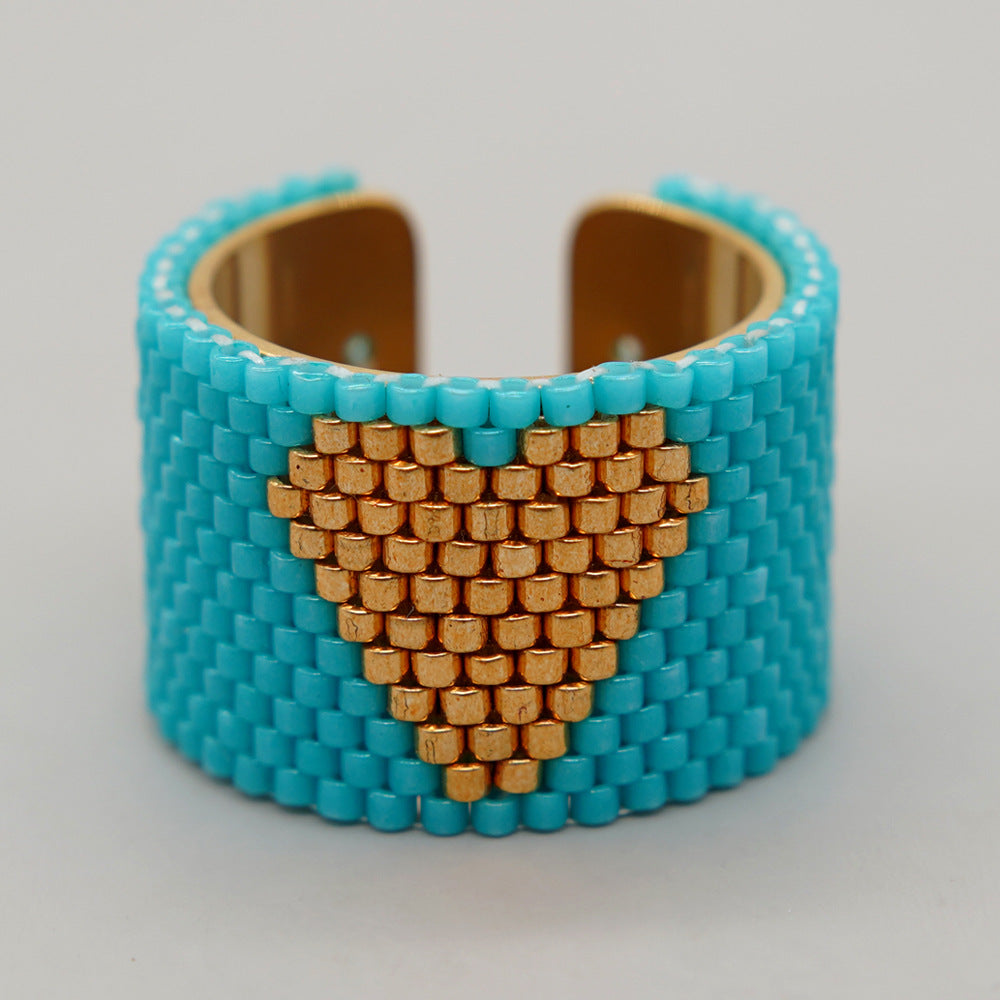 Wholesale Miyuki Rice Beads Hand Woven Stainless Steel Ring