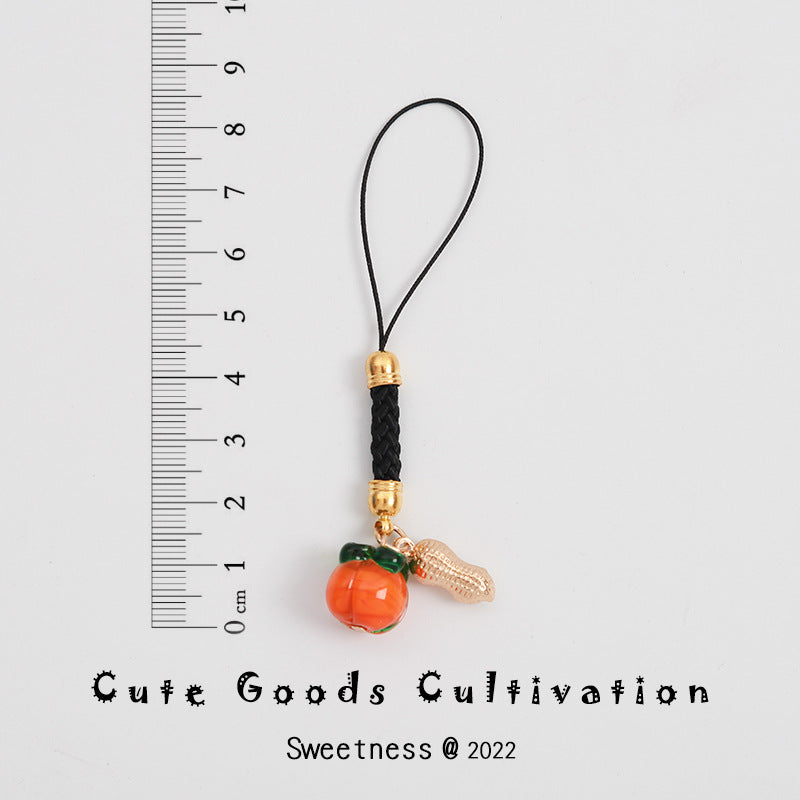 Wholesale Persimmon Keychain Good Things Happen Persimmon Ruyi Sansheng III Bag Exquisite Hanging Accessories Mobile Phone Rope Earphone Box