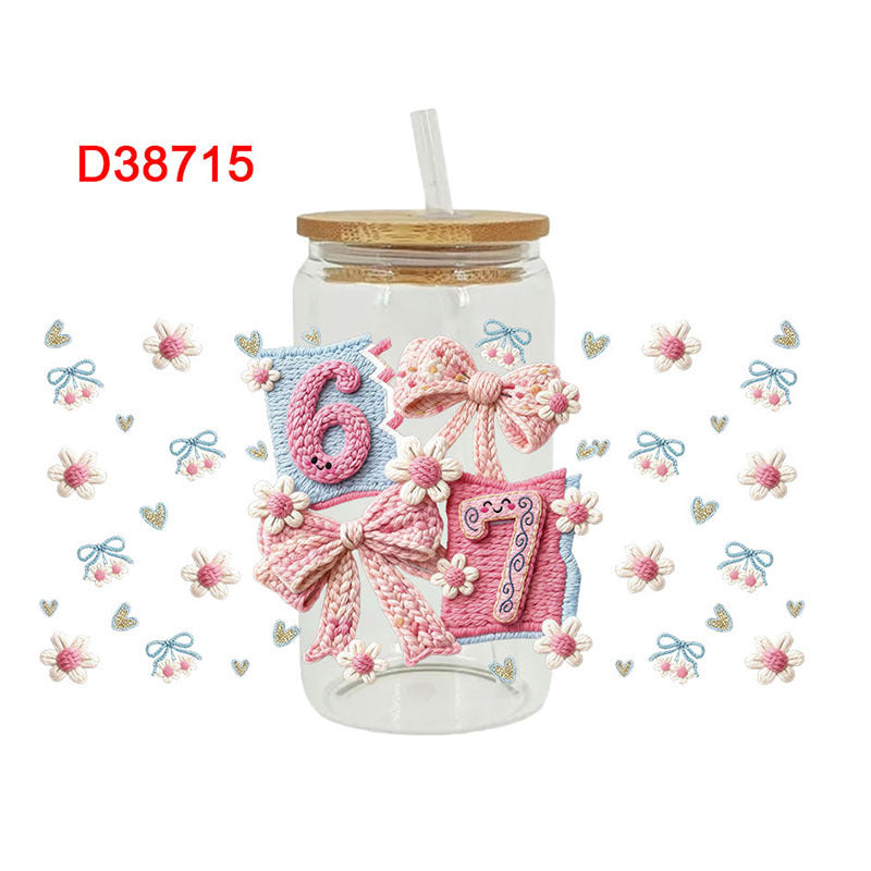 Wholesale UV transfer sticker for glass cups crystal label crystal sticker 16OZ UV DTF WRAPS