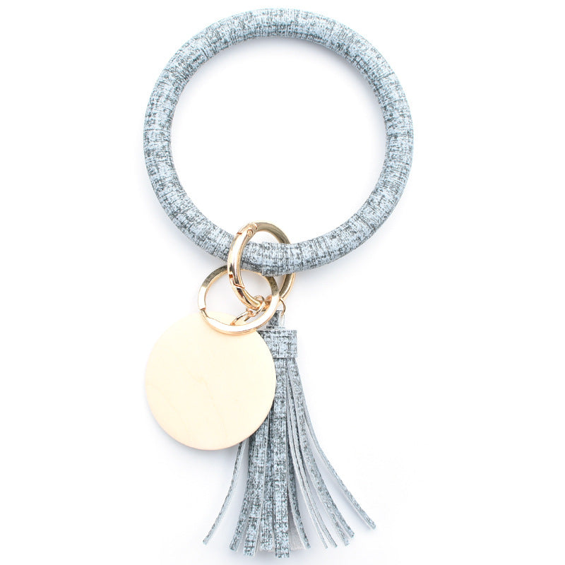 Wholesale Imitation Linen PU Leather Bracelet Keychain