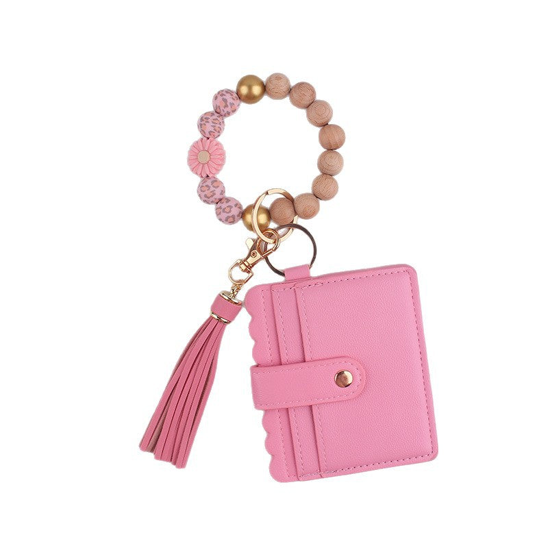 Wholesale Silicone Handmade Beaded Wristlet Keychain
