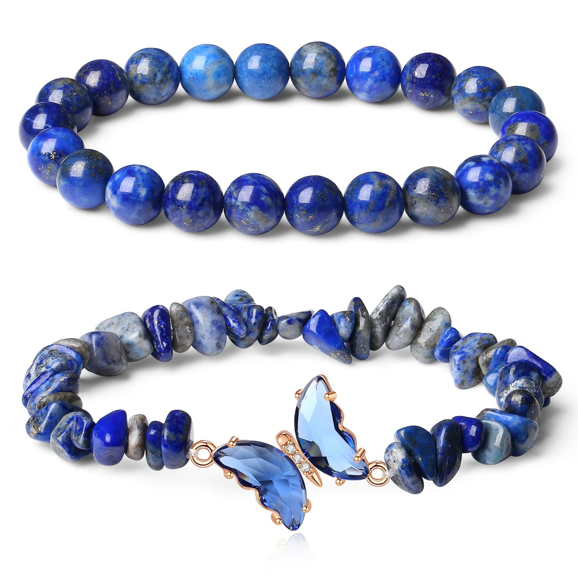 Wholesale Chic Butterfly Design Natural Stone Crystal Beaded Bracelet Set Stylish Jewelry Accessory Gift And Boutique Resale