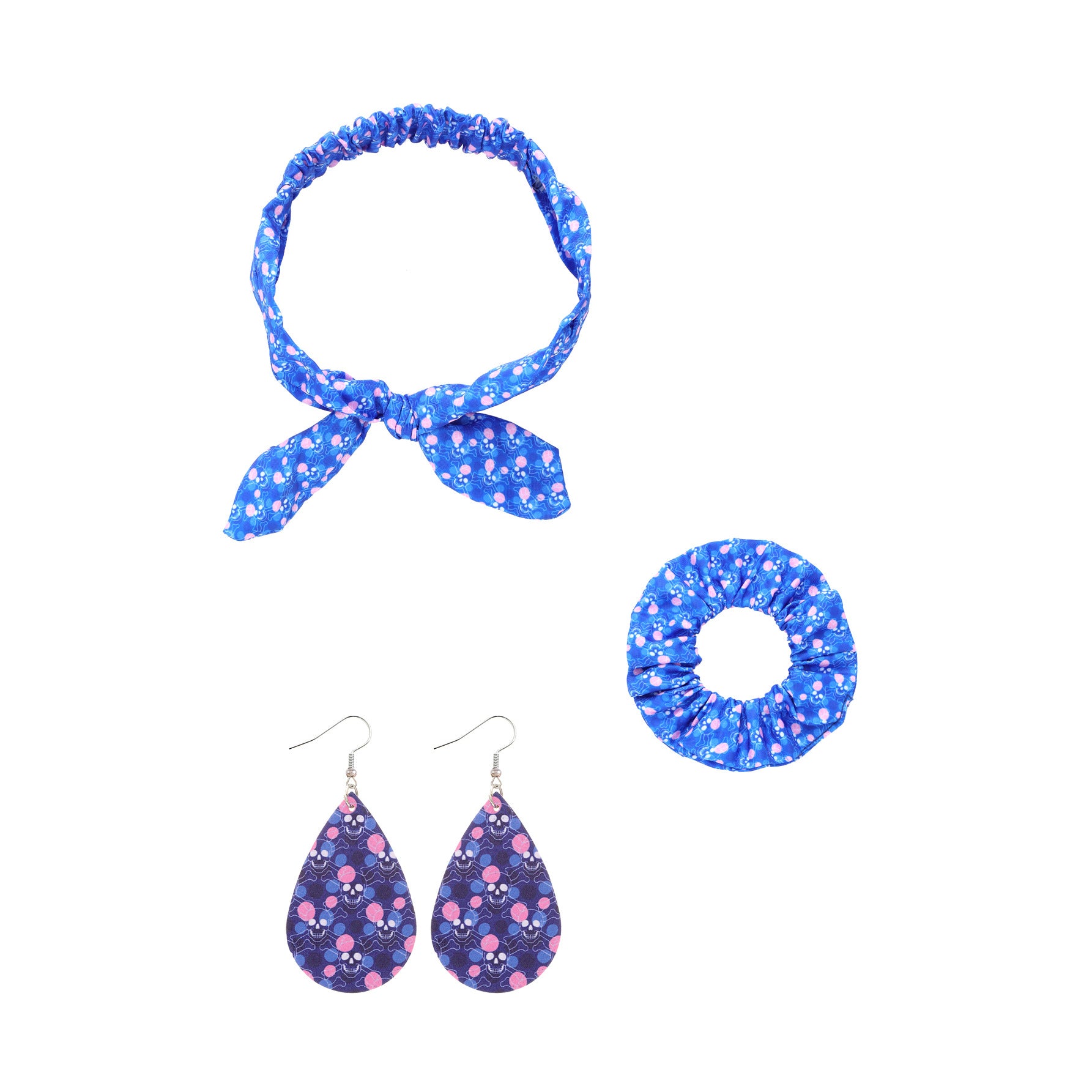 Wholesale New Sweet and Cute Polka Dot Print Bunny Headband Headband Hoop Earrings Three-piece Set