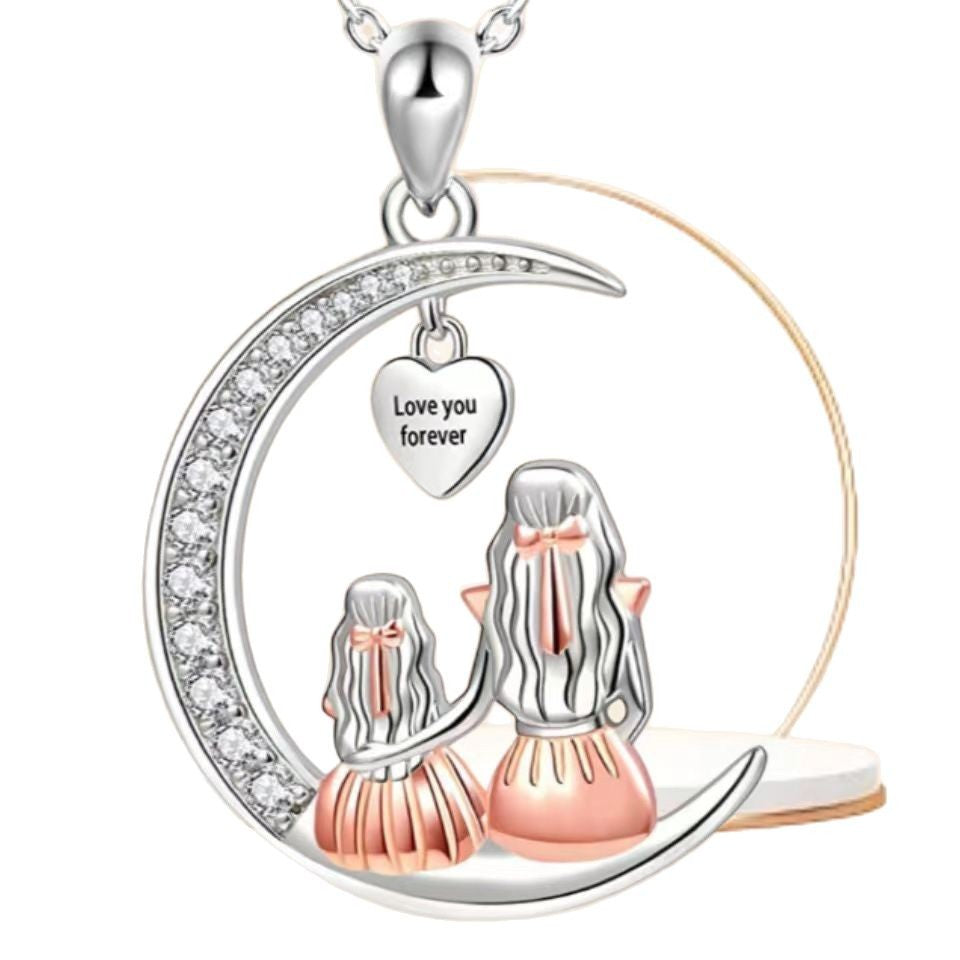 Wholesale moon mother and daughter necklace mother' s day creative ladies gift
