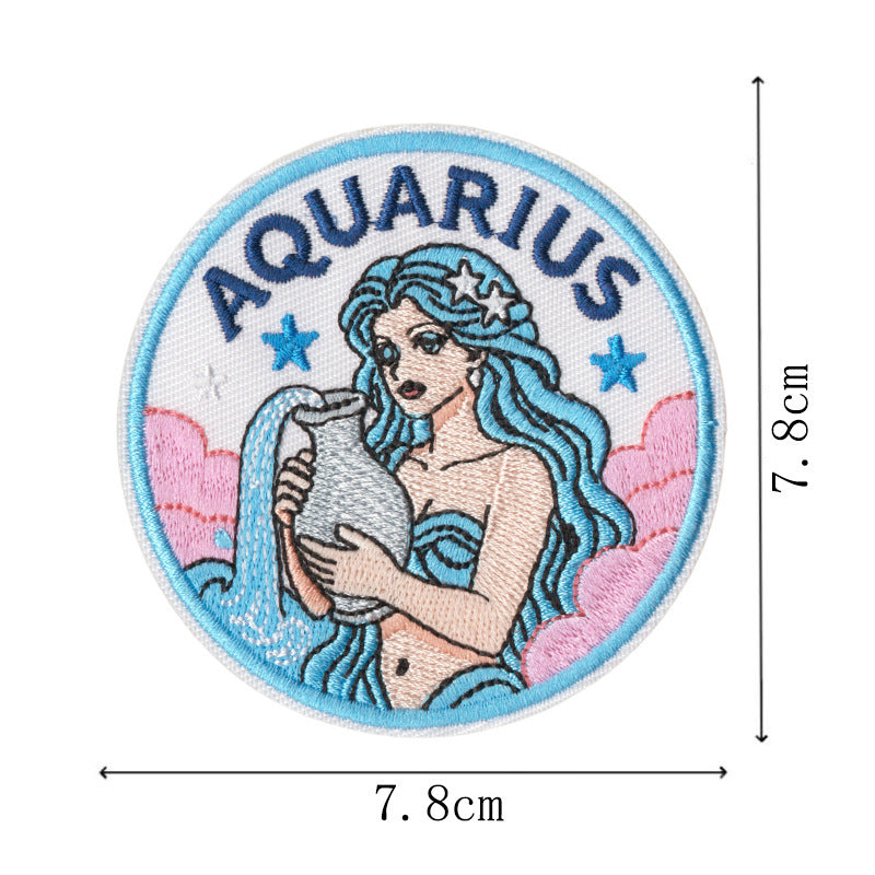Wholesale Retro Zodiac Embroidered Iron On Patches Set Of 12 Trendy Contion Badges For ets Bags DIY Craft Fashion Accessory