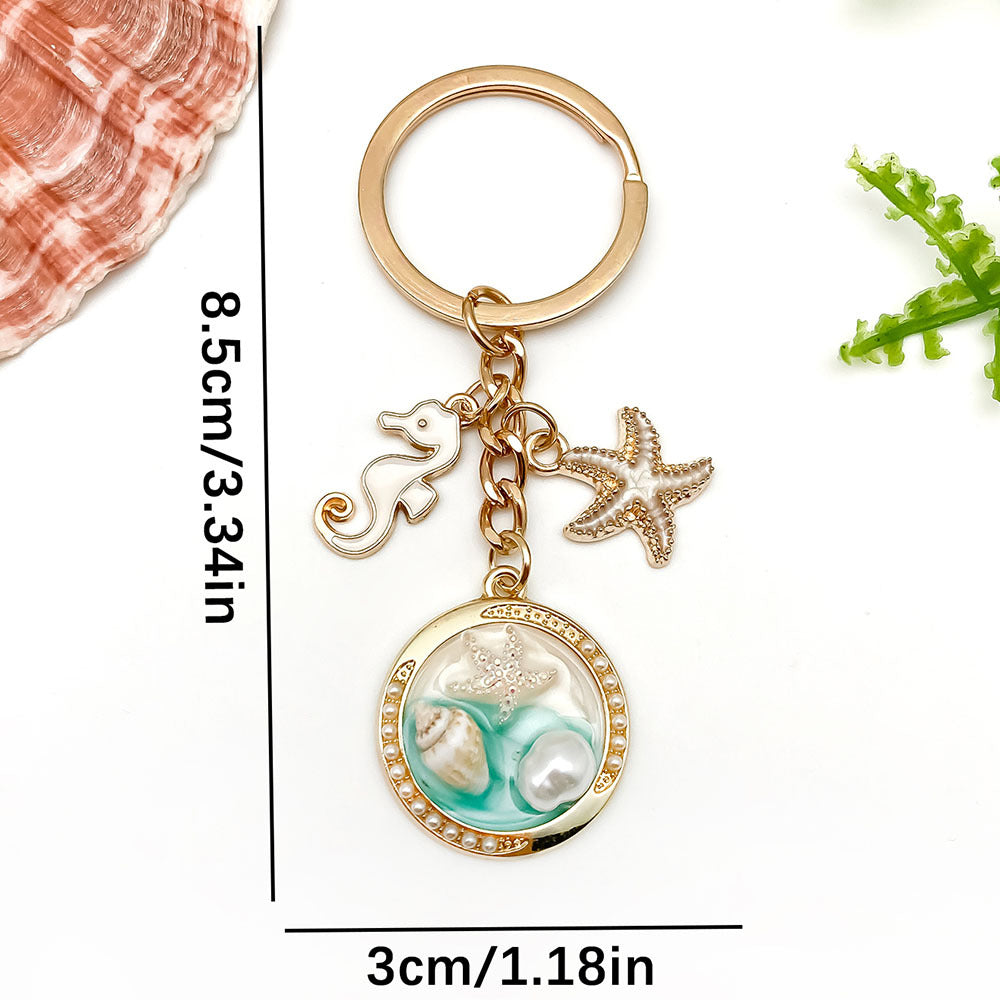 Wholesale Ocean Sea Star Beach nut Tree Conch Turtle Metal Keychain