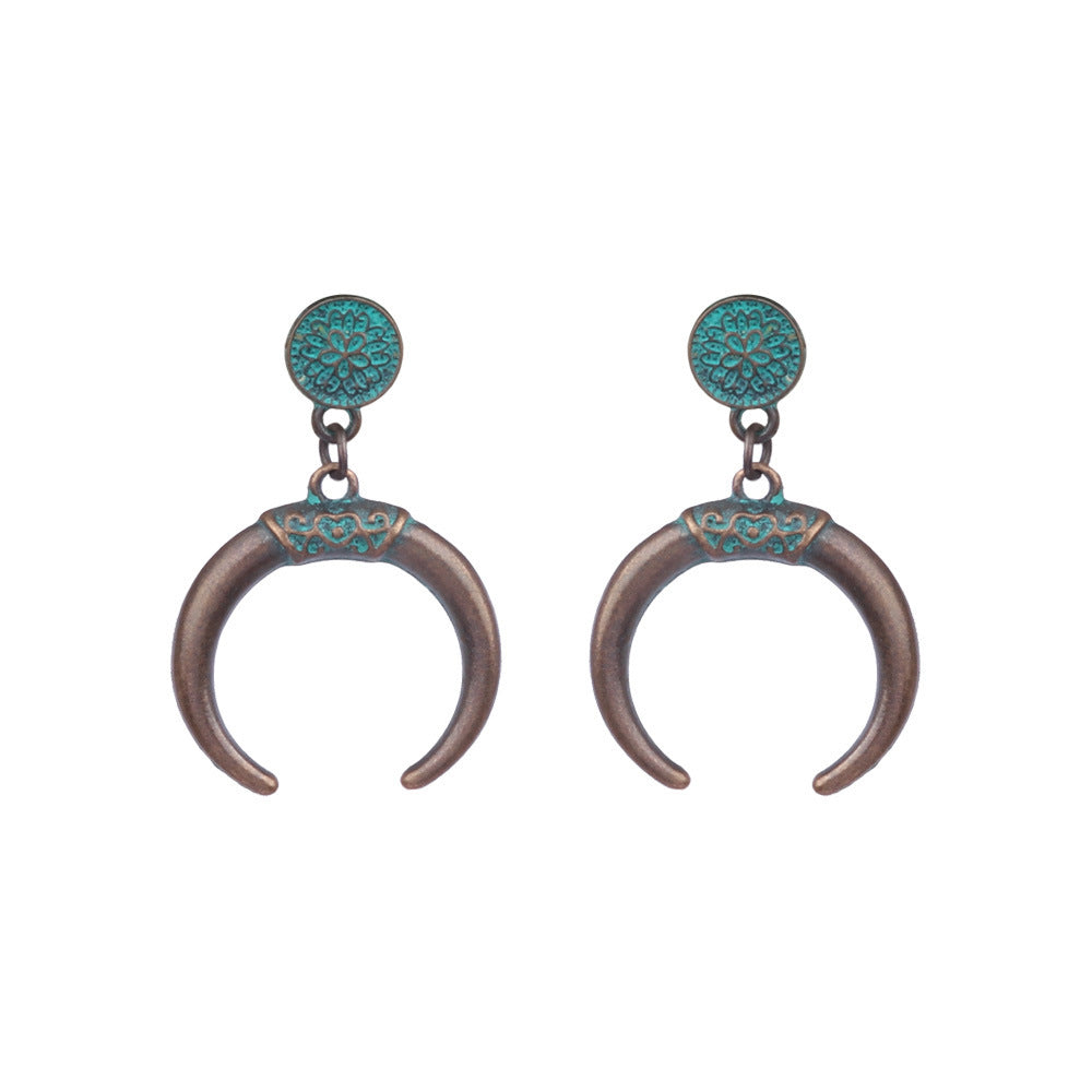 Wholesale Vintage Geometric Turquoise Tassel Earrings