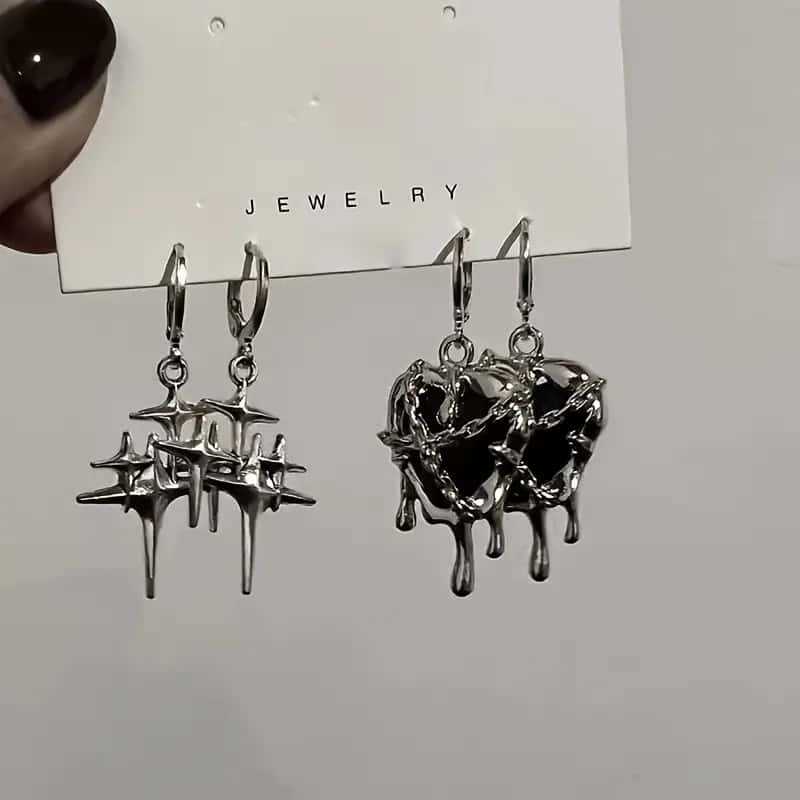 Wholesale Gothic liquid heart-shaped pendant earrings