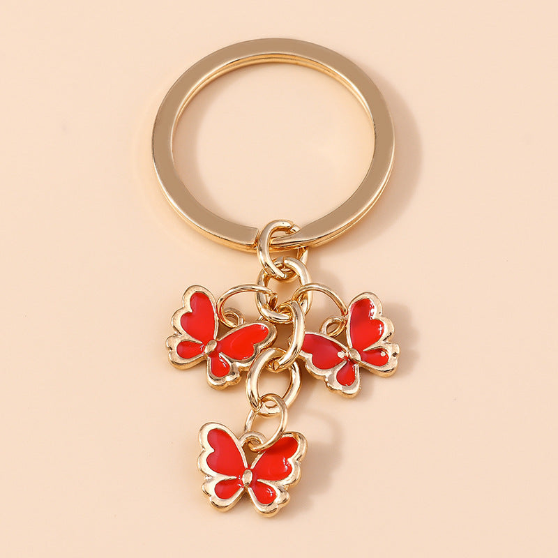 Wholesale Drip Oil Colored Butterfly Metal Keychain