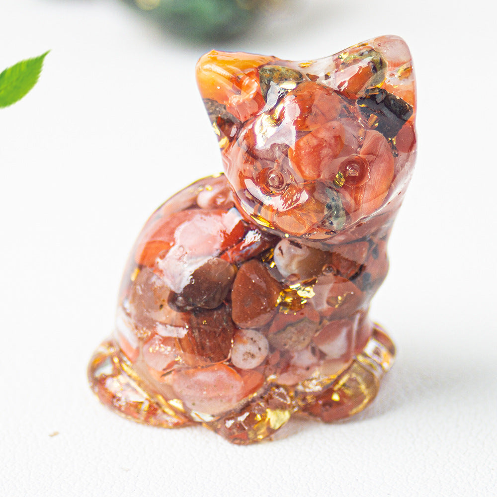 Wholesale Natural crystal gravel cute cat ornaments