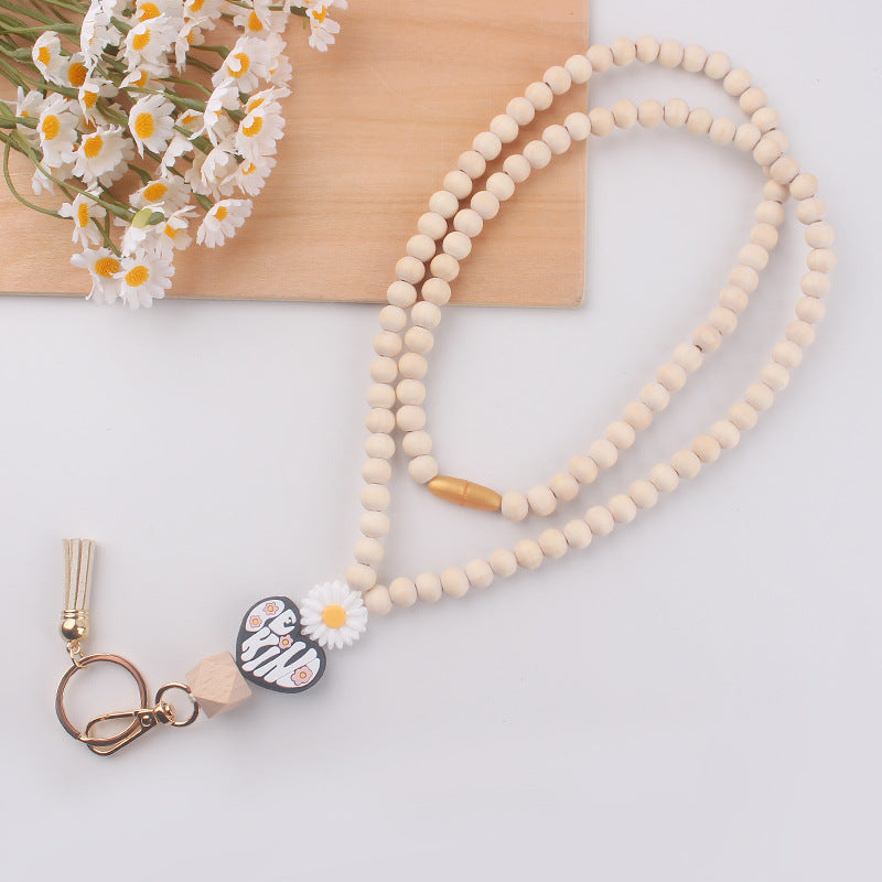 Wholesale New Wooden Bead Necklace Keychain