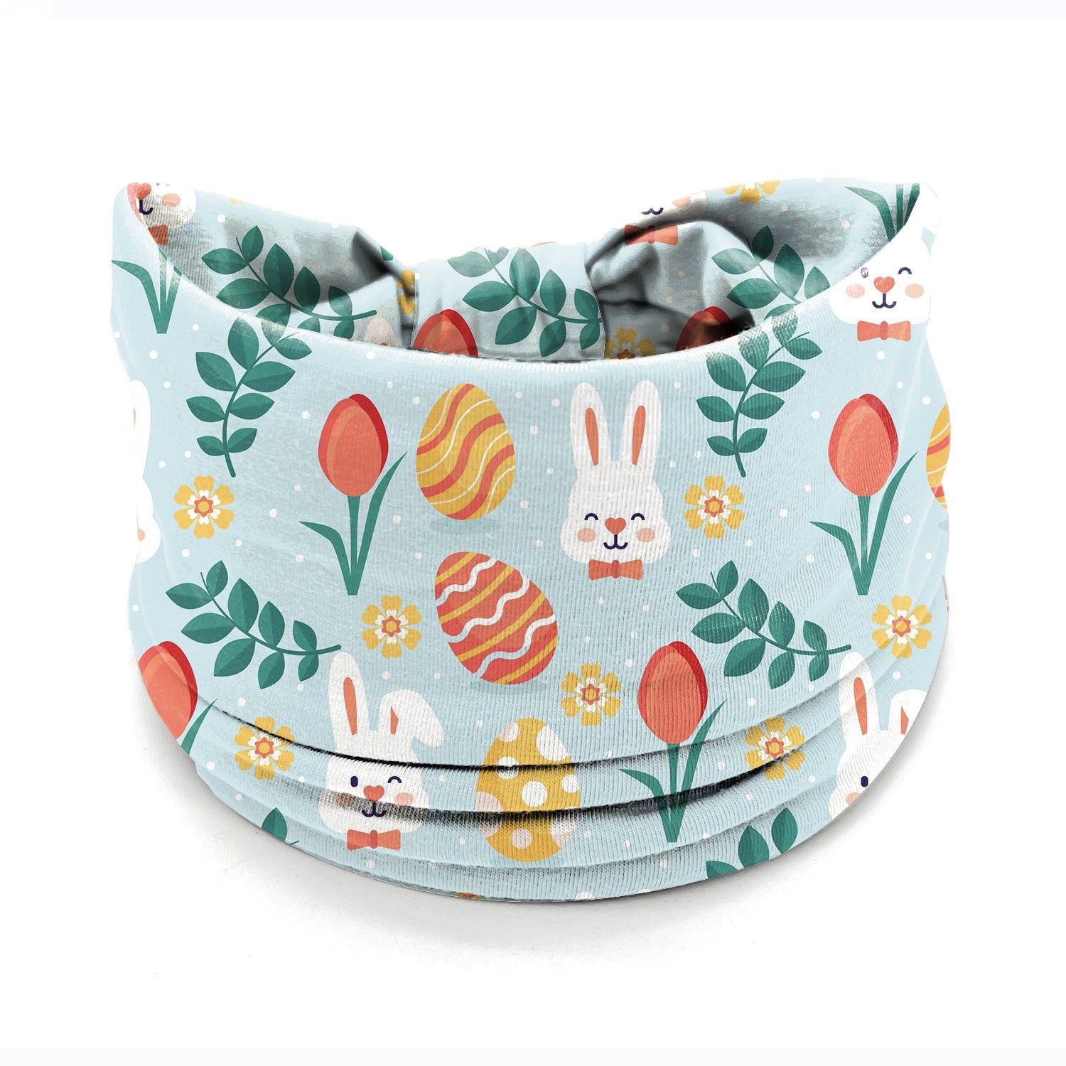 Wholesale Easter egg bunny print elastic wide edge knotted headband