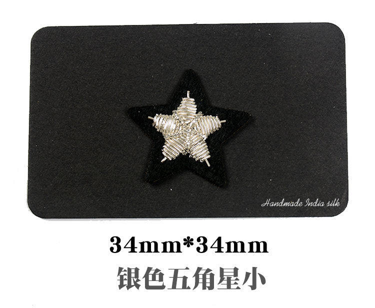 Wholesale DIY Hand Embroidered Indian Silk Cloth Badge Epaulettes Star Hat Clothes Decoration