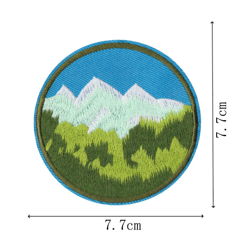 Wholesale Mountain Sunset Ocean Embroidered Iron On Patch Set Of 9 For Outdoor Camping Towel Bag Decorative Gift