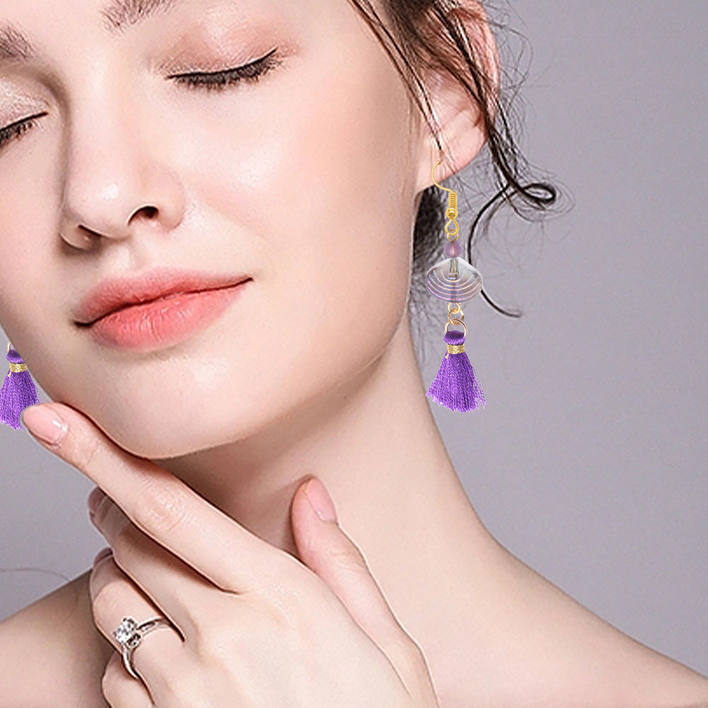 Wholesale Vintage Glass Shell Fashion Long Tassel Earrings
