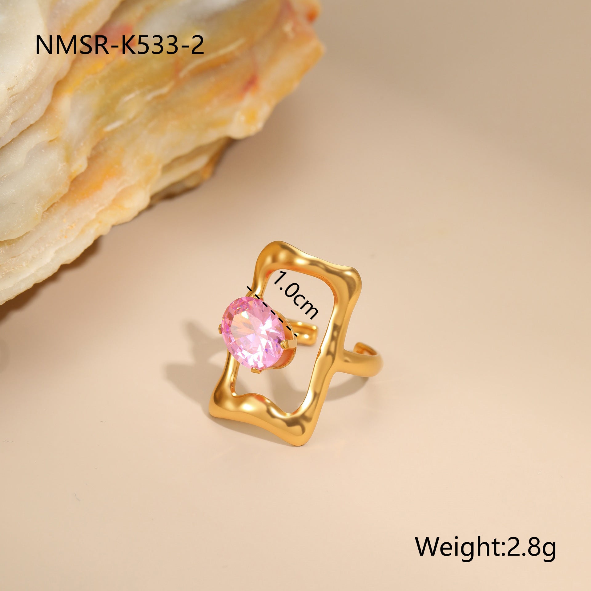 Wholesale Pink zircon Stainless Steel Rings