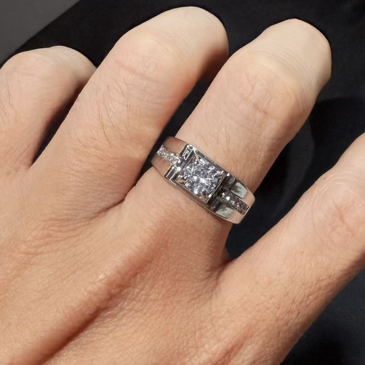 Wholesale Couple's imitation moissanite open gold-plated ring