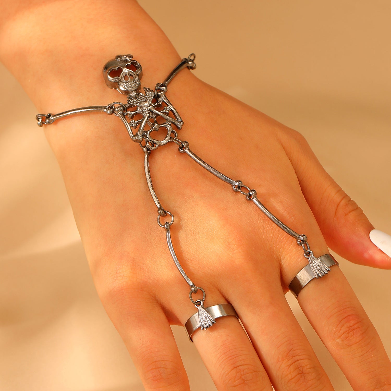 Wholesale Gothic Skull Bangle Bracelet Retro Dark Punk Style Antique Silver Alloy Unisex Fashion Jewelry Accessory