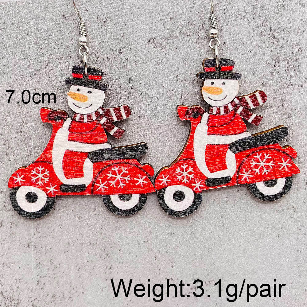 Wholesale Christmas Earrings Elk Christmas Tree Snowman Santa Claus Wooden Earrings