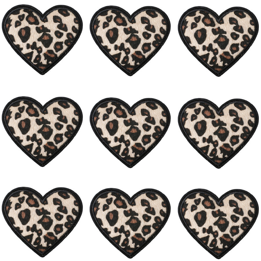 Wholesale Leopard Print Embroidered Patches Heart And Star Motif Applique For Clothing Bags Stylish DIY Decoration Gift