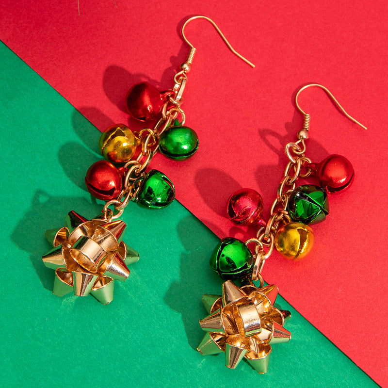 Wholesale Christmas Colorful Bell Alloy Earrings