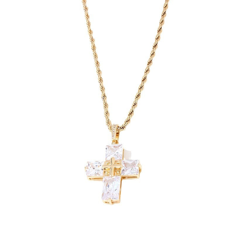 Wholesale Gold Bear Cross Copper Necklace