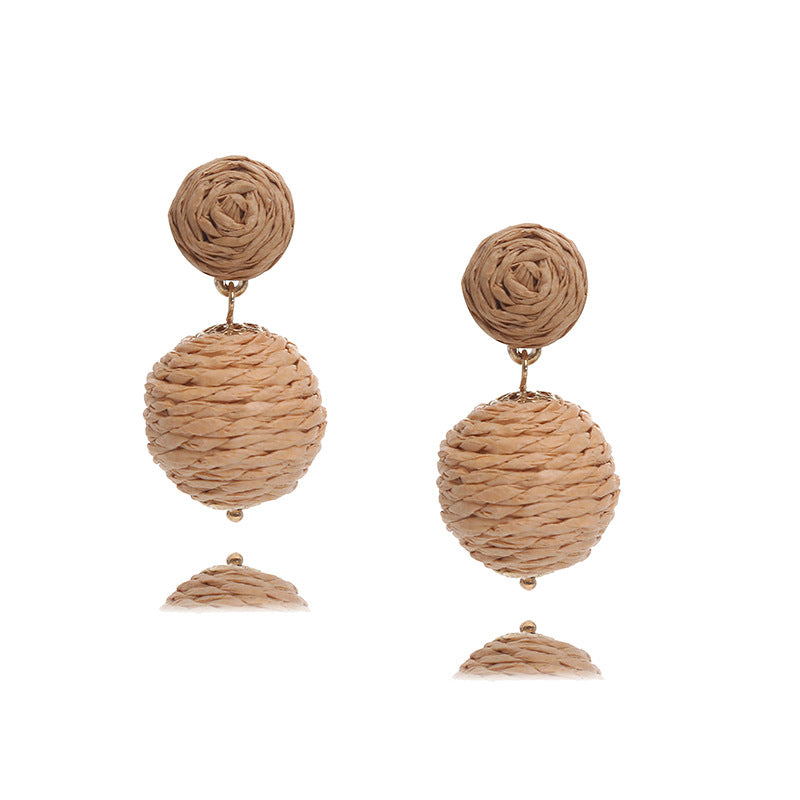 Wholesale Bohemian Handmade Wrap Ball Stud Earrings