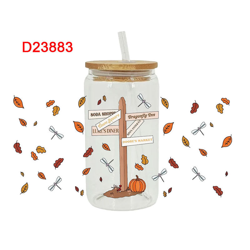 Wholesale Autumn Pumpkin Beverage Series 16oz Cup UV DTF Wraps