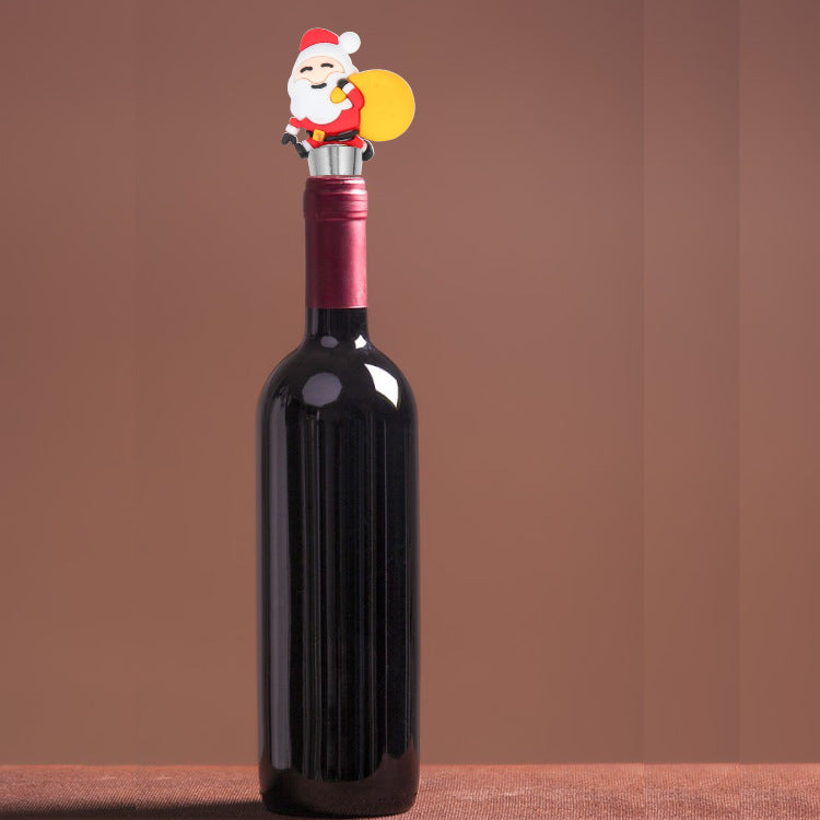 Wholesale Santa Claus PVC Wine Stopper Silicone Wine Bottle Stopper