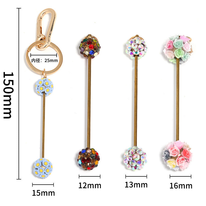 Wholesale 5pcs Original Heavy Industry DIY Rhinestone Flower Metal Key Lobster Clasp Accessories Pendant