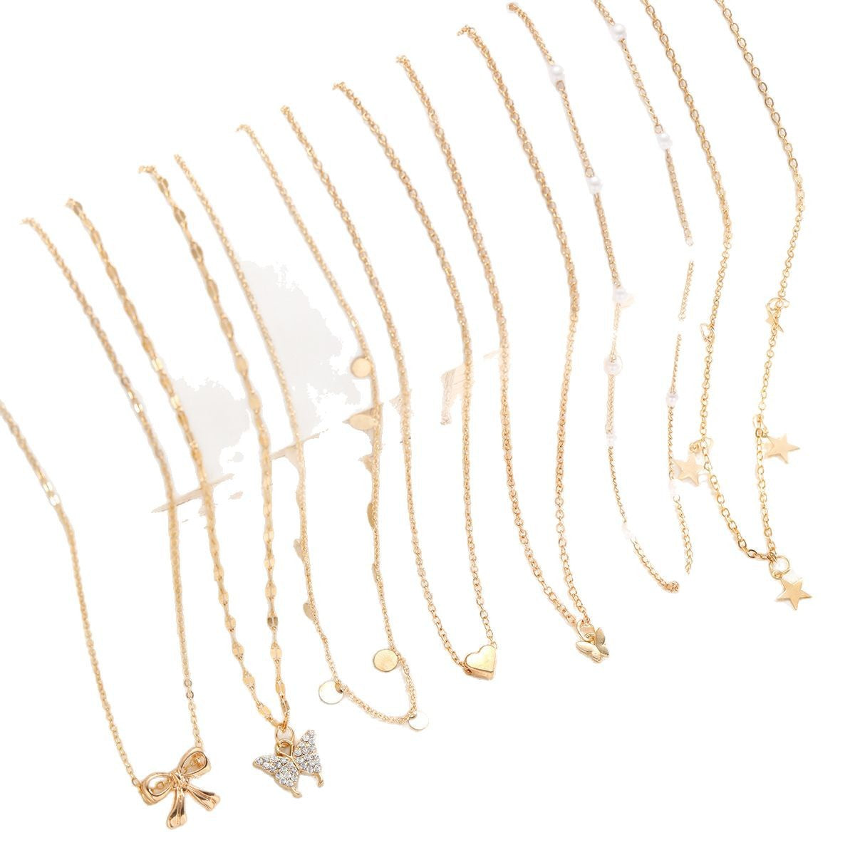 Wholesale Bow Heart Pearl Necklace 7-Piece Set