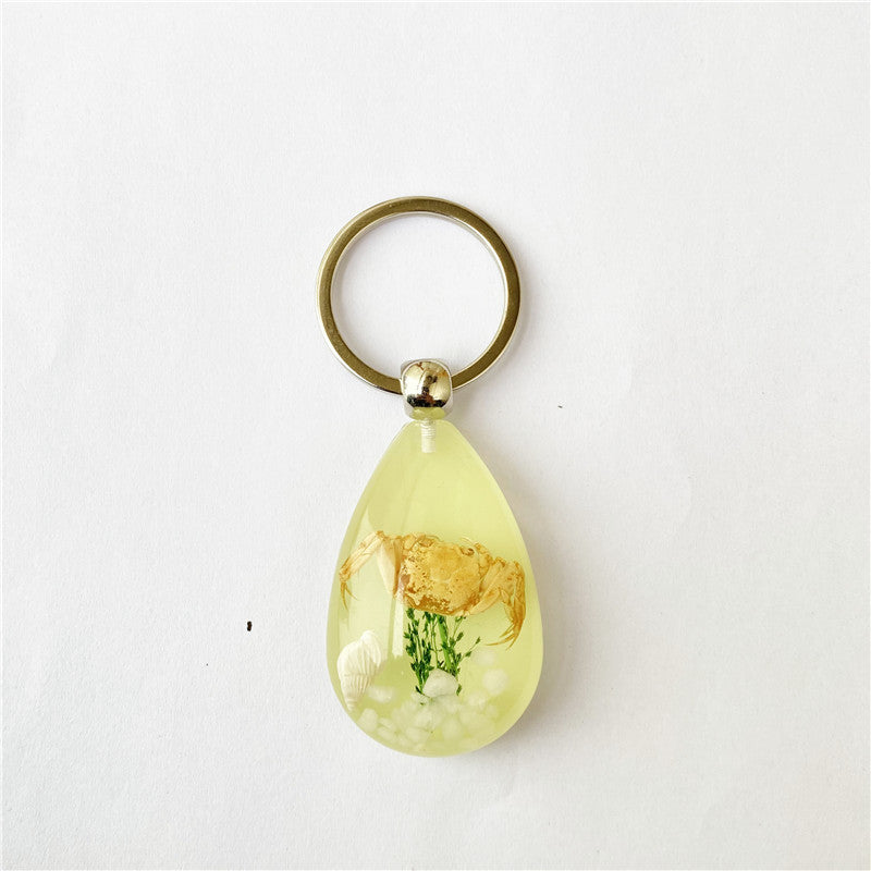 Wholesale 12pcs Simulated Luminous Bottom Amber Insect Crab Ocean Keychain