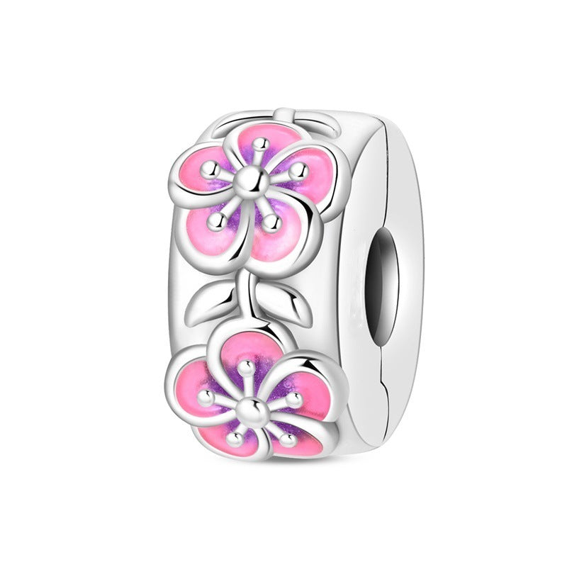Wholesale Valentine' s Day Series Pink Magic Cube Rose Silver Plated Charms
