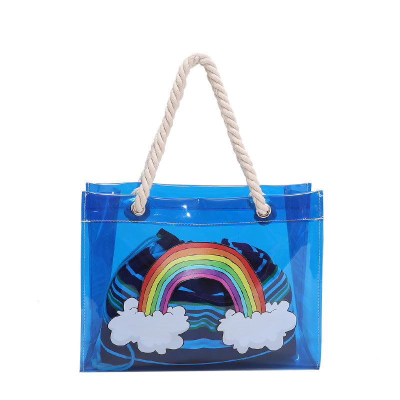 Wholesale High Capacity Rainbow PVC Handheld Tote Bag