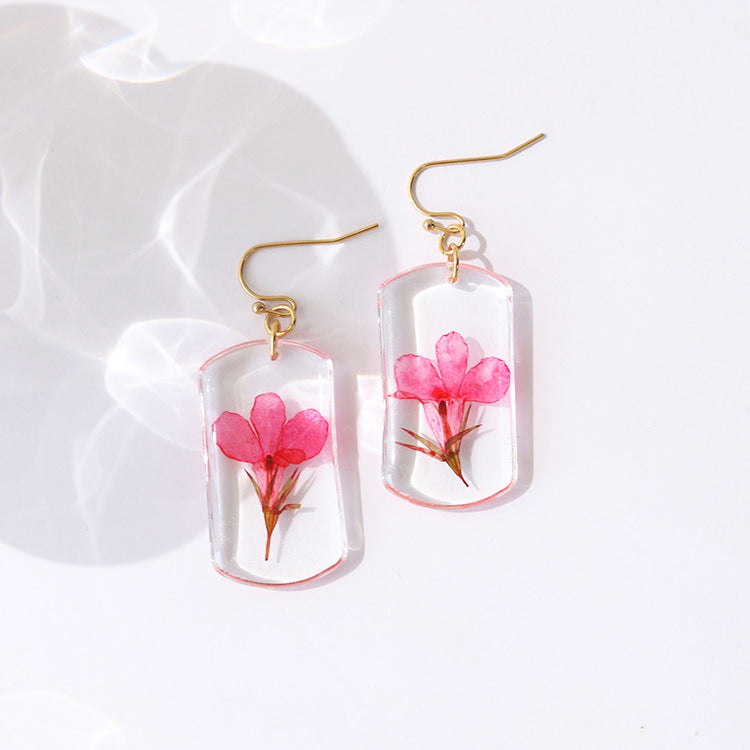 Wholesale Summer New Pastoral Style Eternal Flower Rose Square Color Earrings