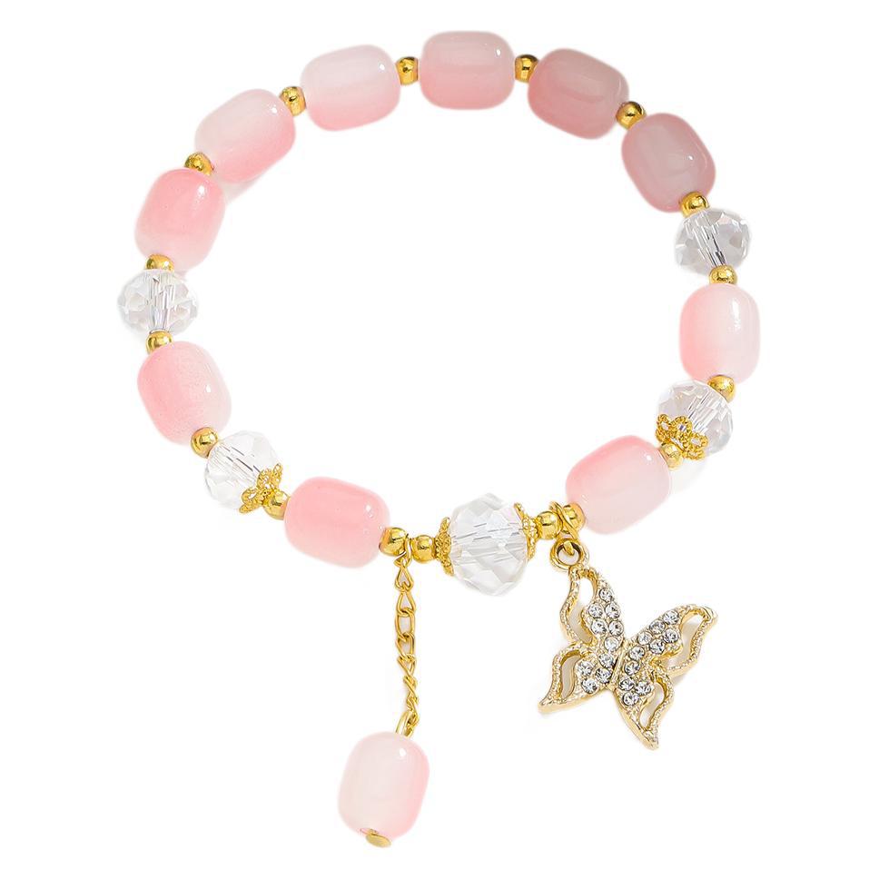Wholesale Crystal Youth All-match Elegant Holiday Style Butterfly Bracelet Rainbow Jewelry