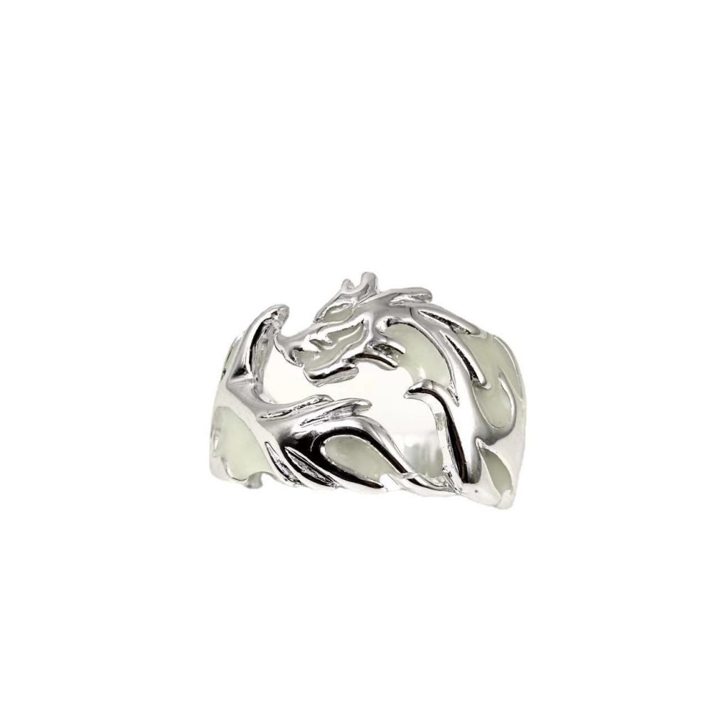 Wholesale Halloween Night Light Flying Dragon Men's Rings