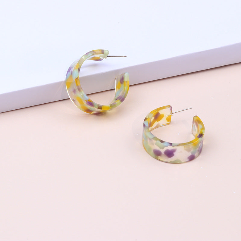 Wholesale Geometric C Circle Acetate Translucent Ripple Earrings