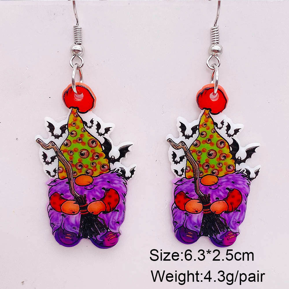 Wholesale Halloween Gnome Gnome Ghost Double Sided Printed Acrylic Earrings