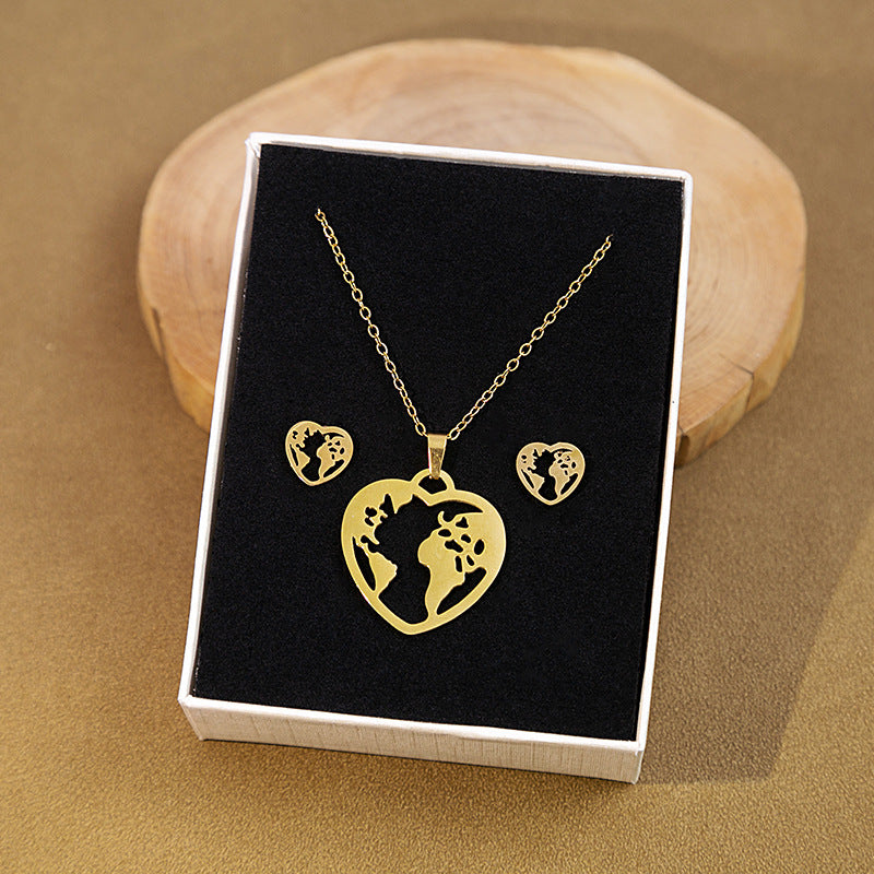 Wholesale Stainless Steel Geometric Cross Earrings Necklace Set