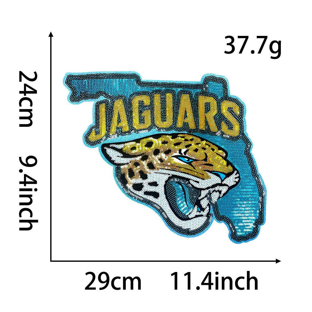 Wholesale sonville Jaguars Sequined Jaguar Head Embroidered Patch Trendy Iron On et Decorative Accessory Gift For Football Fans OLY Exclusive