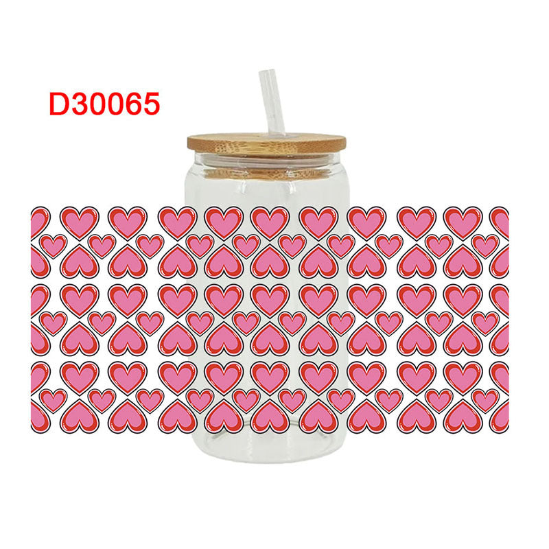 Wholesale Pink Bow Love Valentine's Day 16oz Cup UV DTF Wraps
