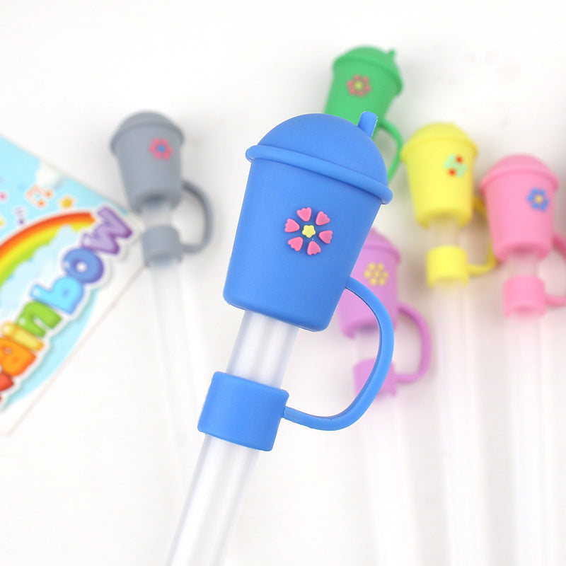 Wholesale 20pcs/pack PVC Milk Tea Straw Cap Printed Dustproof Personalized Straw Stopper