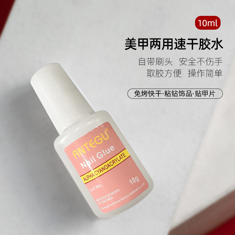 Wholesale Nail glue for nail art, quick-drying, brush-mounted, fake nails, diamond nail glue, water-soluble glue